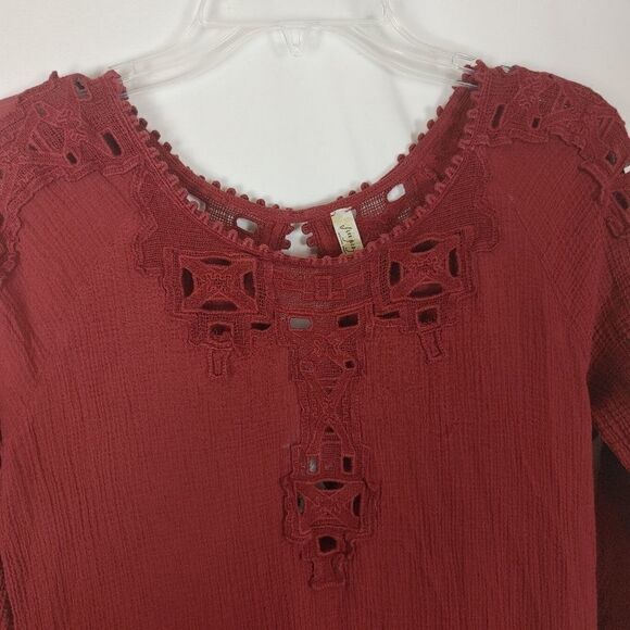 FREE PEOPLE Cut-Out Detail Lace Trim Mini Dress Sc - Picture 5 of 8